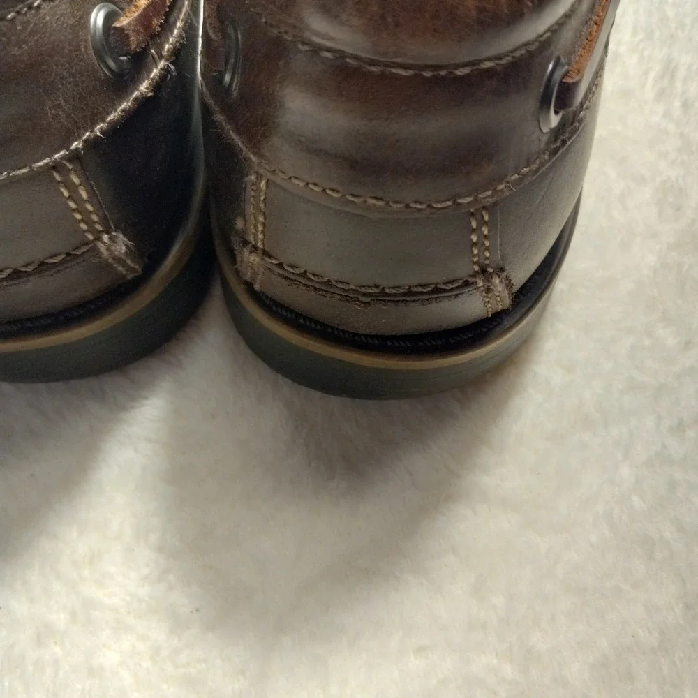 BASS & CO US 9.5 BOAT SHOES BROWN LEATHER SLIP ON CASUAL LOAFERS 2195-200